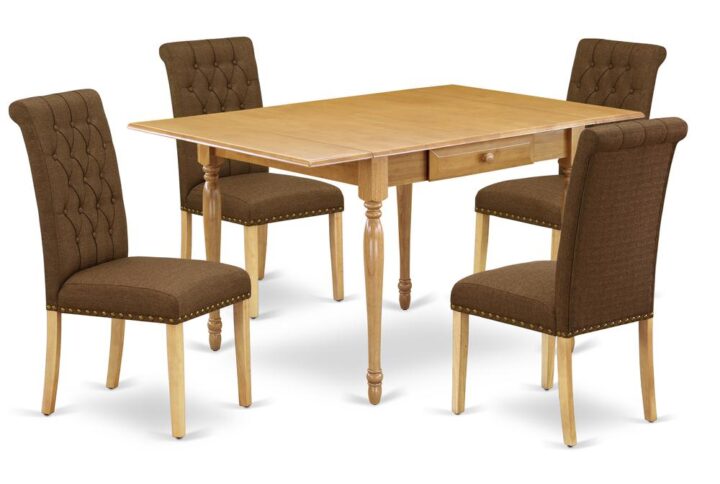 Modernize your current dining space with this simple yet flexible MZBR5-OAK-18 dining set. Constructed in the transitional style for your kitchen room