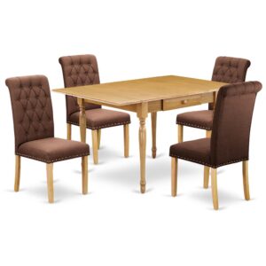 Upgrade your current dinette area with this particular simple yet functional MZBR5-OAK-19 dining table set. Developed in the transitional style for your casual dining room