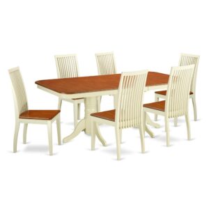 Treat your room's decor with a new and polished look with this modern 7 Piece Dining Set. Wow your guests with this double pedestal set. Engineered for maximum stability