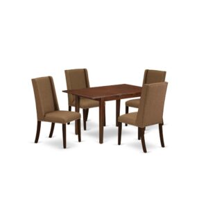 EAST WEST FURNITURE 5-PC DINING TABLE SET 4 BEAUTIFUL PARSONS CHAIRS AND RECTANGULAR DINING TABLE