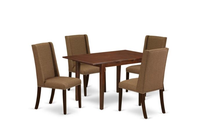 EAST WEST FURNITURE 5-PC DINING TABLE SET 4 BEAUTIFUL PARSONS CHAIRS AND RECTANGULAR DINING TABLE