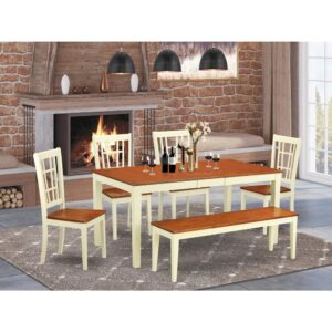 Rectangle-shaped dining room tablesupplies a sense of high end and classic style with an advanced flair. Dining room table set are crafted of real Asian hardwood for durability and exceptional stability. Small kitchen table and kitchen chairs are available in a polished Buttermilk & Cherry