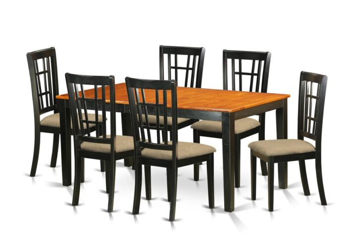 Rectangle-shaped table comes with an impression of luxury and traditional styling with a fashionable taste. table and chairs set are constructed of pure Asian hardwood for sturdiness and excellent steadiness. Small dining table and dinette chairs are available in a finished Black & Cherry