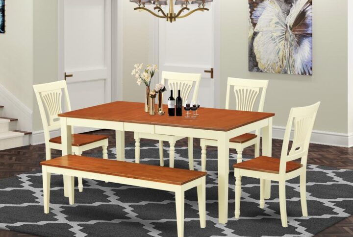 There are four chairs plus a bench included in this particular dynamic dinette table set. You can have a great Dinner when you are able to use the right dining set in this given situation. It is certainly possible to fit 6-7 people into this table and still have lots of space. There are 4 dinette chairs along with a bench in the set