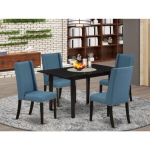 EAST WEST FURNITURE 5-PC MODERN DINETTE SET WITH NAIL HEAD AMAZING KITCHEN CHAIRS AND DINETTE TABLE WITH BUTTERFLY LEAF