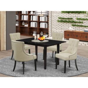 EAST WEST FURNITURE 5-PC MODERN DINETTE SET WITH 4 BEAUTIFUL DINING CHAIRS AND RECTANGLE DINING TABLE WITH BUTTERFLY LEAF