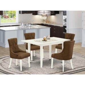 EAST WEST FURNITURE 5-PIECE WOOD DINING TABLE SET WITH NAIL HEAD AWESOME DINING CHAIRS AND RECTANGULAR WOOD TABLE WITH BUTTERFLY LEAF