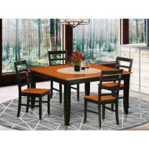 This amazing dining room table set provides a more traditional style along with kitchen dinette table and kitchen dining chairs that are right in your house in both a functioning kitchen or formal dining-room. The Dark Black & Cherry tone is going to go with just about any furnishing and present a supporting aspect to your dining area or even an useful immersion of design cohesion. The kitchen dinette table and dining chairs have a relatively clean and silky color with beveled aspects and harmonizing Black & Cherry color. The clever kitchen chairs have a nice desirable and comfortable experience which is needed for long periods of seated discussions at this kind of dining room tables. The small kitchen table is mounted on 4 strong corner posts to obtain considerable leg room as well as seating space.