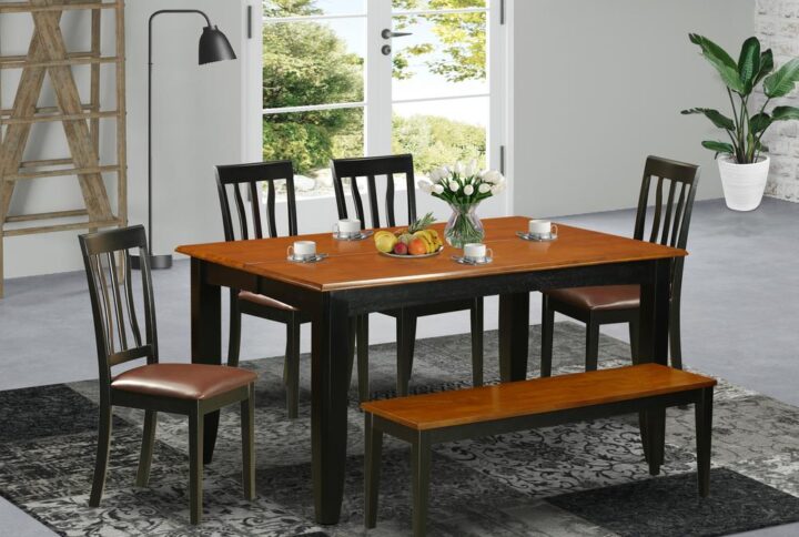 This type of attractive dinette set will set off your dining-room or kitchen with glamor and style. The kitchen table comes along with from 4 up to 8 chairs to greater accommodate all of your guests effortlessly and conveniently. A rich chocolate Black & Cherry finish with a bevelled surface welcomes diners and promises a delightful meal ahead. The dinette table is constructed from pure rubber wood; a reliable hardwood also known as Asian Hardwood. There is not any MDF( medium density fiberboard) wood
