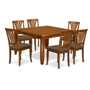 This amazing table set provides a vintage style with dining room table and kitchen dining chairs which are right at your home either in an operational kitchen or formal dining room. The Dark Saddle Brown color will compliment just about any decorations and still provide a subsidiary component for the kitchen or maybe an successful engagement of design and style cohesion. The kitchen table and dining chairs possess an easy and gentle color with beveled edges and matching Saddle Brown color. The clever kitchen chairs come with an eye-catching and cozy experience that's needed for extended periods of seated conversations at this excellent table. The dining table is connected to four solid corner legs to get ample leg room as well as seating spaciousness.