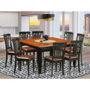 9 Piece dining room set features a bucolic style table