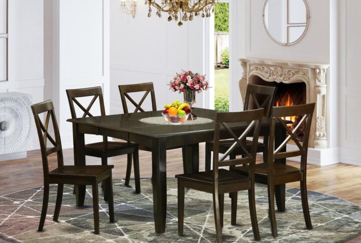 This amazing dinette set delivers an old-fashioned look along with dining table and dinette chairs that are right in your own home either in a functional new kitchen or formal dining-room. The Dark Cappuccino color is going to accompany any furnishings and provide a subsidiary aspect into the dining room or maybe an successful concentration of design cohesion. The dining room table and dining chairs possess an easy and modern finish with beveled aspects and suiting Cappuccino color. The slick kitchen dining chairs come with a satisfying and comfortable sense that's essential for extended periods of seated interactions at this specific small kitchen table. The dinette table is simply mounted on 4 reliable corner legs to have ample leg room as well as seating spaciousness.