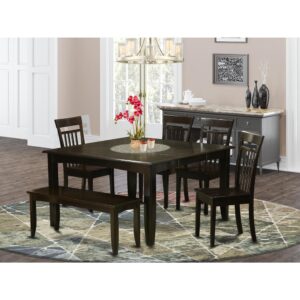 This amazing dinette table set provides a conservative style with dining room table and dining room chairs which are right at home in either an operational kitchen space or sophisticated dining area. The Dark Cappuccino color is going to enhance just about any decorations and provide a subsidiary aspect for the area or an effective immersion of design and style cohesion. The table and kitchen dining chairs have got a clean and modern color with beveled aspects and Complementing Cappuccino color. The slick kitchen dining chairs have a nice gratifying and comfy sense that is essential for extended periods of seated conversations at this specific dining room tables. The kitchen table is mounted on four solid corner legs just for plenty of leg room and seating breathing space.