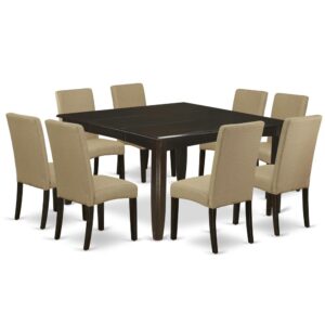 This excellent PFDR9-CAP-03 dinette set features a smooth Cappuccino that works with a number of different attractive themes. The dinette table is created from prime quality rubber wood known as Asian Hardwood. No heat treated pressured wood like MDF