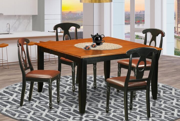 5 Piece Dining Set features a bucolic style table