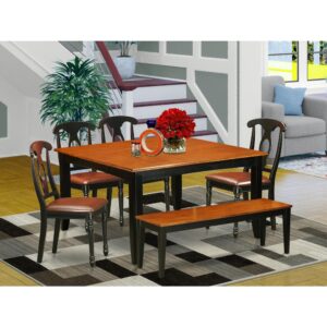 6 Piece dining table set features a bucolic style table