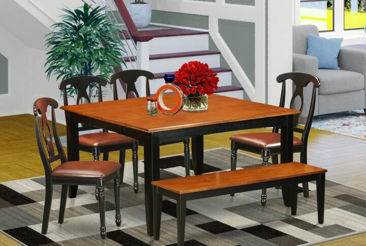 6 Piece dining table set features a bucolic style table