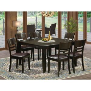 This amazing dining table set delivers an old fashioned look along with table and kitchen dining chairs which you'll find right in your house either in a working cooking area or specialized dining room. The Dark Cappuccino tone are going to compliment almost any interior decoration and still provide a subsidiary aspect to your room or maybe an effective concentration of design and style cohesion. The dinette table and kitchen dining chairs possess a simple and modern finish with beveled aspects and Complementing Cappuccino color. The slick kitchen dining chairs have a nice eye-catching and cozy experience that is needed for long periods of seated conversations at this kind of kitchen dinette table. The dining table is simply mounted on four strong corner posts to get sufficient legroom along with seating room.
