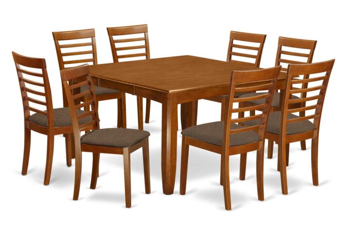 This dinette table set offers a more traditional style along with dining room tableand dinette chairs which are right in your own home either in a functional kitchen or sophisticated dining room. The Dark Saddle Brown color is likely to go with pretty much any decorations and still provide a distinct factor towards the dining room or even an successful immersion of style and design cohesion. The dining room tableand dining chairs have got a smooth and sleek color with beveled edges and suiting Saddle Brown color. The slick kitchen dining chairs have a desirable and cozy sense that's necessary for the extended periods of seated conversations at this dining table. The dining table is simply placed on four reliable corner legs to obtain a good amount of legroom and seating room.