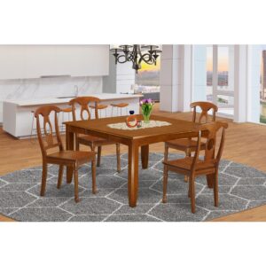 This dining room table set provides an old fashioned style with dinette table and dining room chairs that are right at home in both a functioning kitchen or formal dining-room. The Dark Saddle Brown color will enhance virtually any home decor and present a distinct component for the dining room or an useful engagement of design and development cohesion. The dining room tableand dinette chairs have got a clean and modern color with beveled aspects and harmonizing Saddle Brown color. The clever kitchen chairs come with a gratifying and comfortable sense that is necessary for extended periods of seated conversations at this excellent kitchen table. The dining table is connected to 4 sound corner posts just for enough legroom and also seating spaciousness.