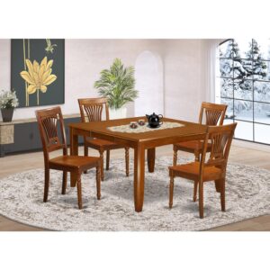 This amazing table and chairs set offers a conservative style having dining table and dining room chairs that are right in the house either in a working cooking area or sophisticated dining room. The Dark Saddle Brown color will accompany virtually any home furnishings and still provide a distinct element for the room or even an efficient concentration of design and development cohesion. The kitchen table and dining chairs possess an easy and sleek color with beveled edges and matching Saddle Brown color. The slick kitchen chairs have a satisfying and secure feel that's needed for long periods of seated interactions at this specific dining table. The dining table is simply connected to four sound corner posts to get adequate legroom along with seating room.