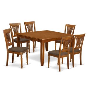 This amazing table and chairs set provides a vintage look with dining room tableand dining room chairs that are right in your own home in both an operational cooking area or formal dining-room. The Dark Saddle Brown tone would certainly harmonize with virtually any interior decoration and give a contributory component to the dining room or an successful captivation of design and style cohesion. The dining table and kitchen dining chairs possess a clean and gentle finish with beveled aspects and matching Saddle Brown color. The clever dining chairs come with an attractive and cozy experience that is necessary for extended periods of seated interactions at this kind of kitchen table. The dining room table is placed on 4 solid corner posts just for enough legroom and seating breathing space.