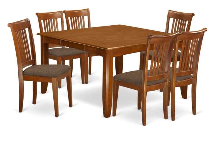 This dining room set delivers a traditional style along with dining table and kitchen dining chairs which are right inside your home in either a working new kitchen or sophisticated dining-room. The Dark Saddle Brown color is likely to harmonize with pretty much any home furnishings and present a subsidiary component to your area or perhaps an efficient immersion of design and style cohesion. The table and dining room chairs possess a clean and luxurious finish with beveled aspects and matching Saddle Brown color. The clever dining chairs come with a satisfying and comfy experience that is important for long periods of seated interactions at this excellent dining room table. The dining table is simply connected to four sturdy corner legs for enough leg room and personal seating room.