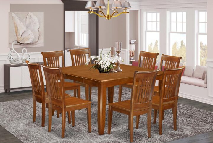 This dining room table set comes with a traditional appearance with dining table and kitchen dining chairs which you'll find right inside your home in either a working kitchen or specialised dining-room. The Dark Saddle Brown tone would certainly go with pretty much any home furnishings and give a contributory factor to your kitchen space or maybe an effective immersion of style and design cohesion. The table and dinette chairs have a simple and silky finish with beveled aspects and harmonizing Saddle Brown color. The clever dining chairs have a satisfying and comfy feel which is necessary for the extended periods of seated interactions at this kitchen table. The dining room tableis simply placed on 4 stable corner posts to obtain enough legroom and personal seating breathing space.