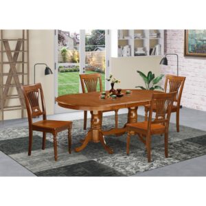 This Plainville dinette table set comes with an appealing finish employing a country easygoing feel. Merging the straightforward care of an effortless hardwood table top with classic fashioned legs for the personalized look. The slick oval kitchen table top
