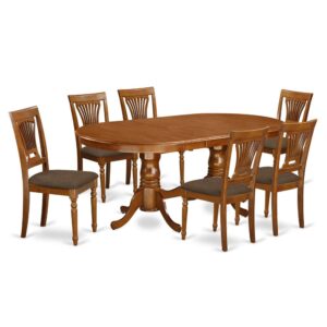 This Plainville dinette set features a gorgeous finish that has a country easygoing impression.Blending together the easy care of an effortless solid wood dinette table top with antique fashioned legs for the one of a kind appearance.The clean oval dining room table top