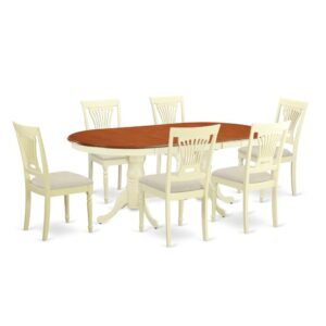 This Plainville dinette set boasts an appealing finish which has a country easygoing ambiance. Joining together the straightforward care of a simple wood small kitchen table top with vintage styled legs for a personal look. The streamlined oval dinette table top