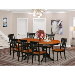 The Plainville table and chairs set has a beautiful finish possessing a countryside laid back ambiance. Blending together the easy care of a smooth hardwood kitchen table top with traditional designed legs for that distinctive look. The smooth oval dining table top