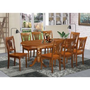 This Plainville dining room set boasts a fabulous finish that has a country easygoing feel. Bringing together the easy care of a simple wood dining table top with timeless styled legs for a personal appearance. The smooth oval dining table top