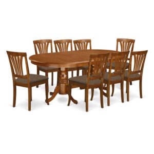 This unique NEWTON dining room set with oval dining room table and chairs in Saddle Brown combines comfortability and vintage style to enrich almost any dining-room. The tough