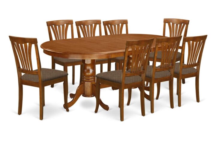 This unique NEWTON dining room set with oval dining room table and chairs in Saddle Brown combines comfortability and vintage style to enrich almost any dining-room. The tough