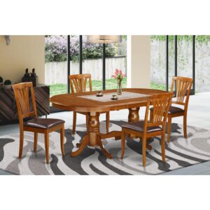 This unique NEWTON dining room set with oval kitchen dinette table and chairs in Saddle Brown matches ease and old-fashioned expressive style to suit just about any dining-room. The stable