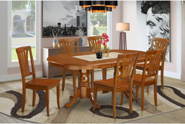 This NEWTON table and chairs set with oval small kitchen table and chairs in Saddle Brown matches ease and old fashioned design to match virtually any kitchen. The durable