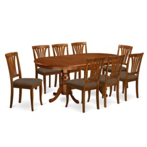 This unique NEWTON dining room set with oval dining table and chairs in Saddle Brown matches comfort and old-fashioned expressive style to fit almost any dining room. The tough