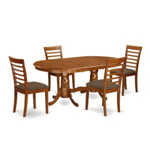 This Plainville dining room table set boasts an appealing finish employing a country casual ambiance. Merging the easy care of an effortless hardwood dining table top with timeless fashioned legs for that personal look. The sleek oval small kitchen table top