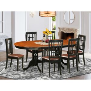 This unique dinette set includes double pedestal table in addition to six chairs with maximum seating capacity up to ten people. This is oval table of 18 inch self-storage leaf with beautiful pedestal with four strong feet that provides ideal support. Perfect dinette set to decor your dining space or kitchen area with its incredible look. Our products are created from all rubber wood. One of solid wood widely called Asian Hardwood. There is no MDF (Medium-density fiberboard)