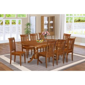 This Plainville dining table set has an appealing finish with a countryside laid-back feel. Joining together the straightforward care of a simple solid wood dining table top with timeless styled legs for the personal look. The clean oval kitchen dinette table top