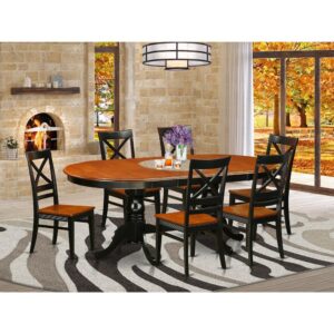 This excellent dining room set includes double pedestal table and also six chairs with maximum seating capacity up to ten people. This is oval table of 18 inch self-storage leaf with beautiful pedestal with four strong feet that provides ideal support. Perfect table and chairs set to decor your dining-room or kitchen area with its tremendous look. Our products are built from all rubber wood. One of solid wood widely called Asian Hardwood. There is no MDF (Medium-density fiberboard)