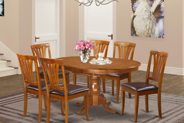 This kind of eye-catching Asian hardwood kitchen table and Kitchen area dining chair set complements well for most dining rooms or kitchen areas. The table posseses an expansion leaf that retracts and stores appropriately under the table top. The pedestal dining room table is in an appealing Saddle Brown
