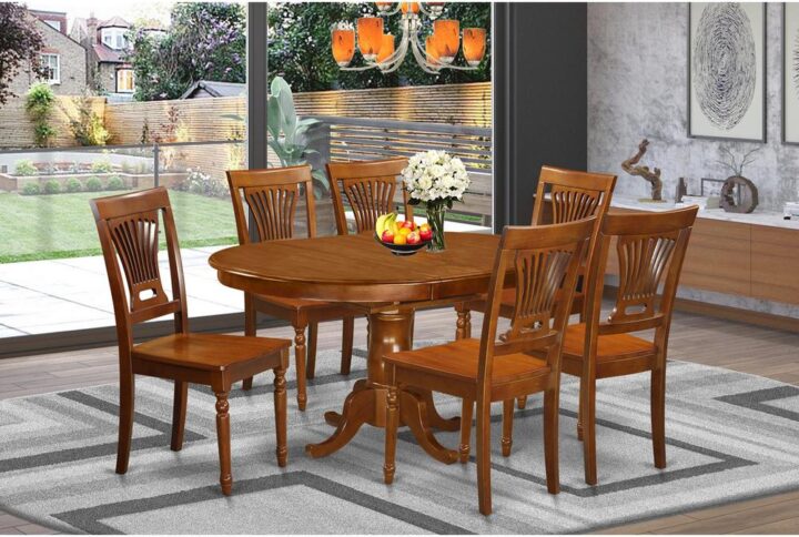 This type of eye-catching Asian hardwood dining room table as well as Kitchen area dining chair set complements well for the majority of dining rooms or kitchens. The table along with expansion leaf that folds and stores right inside of the table. The pedestal table is in an fascinating Saddle Brown