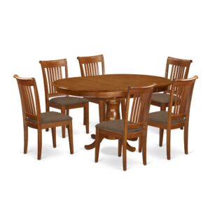 This oval exquisite table and chairs sets match up just about any dining-room with rich features and sophisticated design and style. These particular small dining table set offers you fascination and pretty simple design for a comfortable and peaceful perception with an user-friendly touch of class. Elegant dining room table set is finished in rich Saddle Brown. Oval dinette table that includes convenient 18” foldable leaf for more guest visitors as needed. Fine looking ladder back style dining room chairs with either wood or Linen Fabric Seat. Crafted from 100% real Asian wood for durability