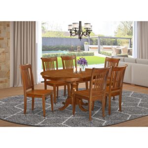 This oval fashionable dining table sets match up with any type of dining room with rich highlights and subtle style and design. These types of small kitchen table set provides fascination and easy style for a comfy and peaceful effect with a pretty simple touch of class. Tasteful table set is finished in distinctive Saddle Brown. Oval dining room tablewhich has easy to use 18” butterfly leaf for additional friends and family when needed. Lovely ladder back style dining chairs with either wood or microfiber upholstered seat. Crafted out of real Asian solid wood for sturdiness