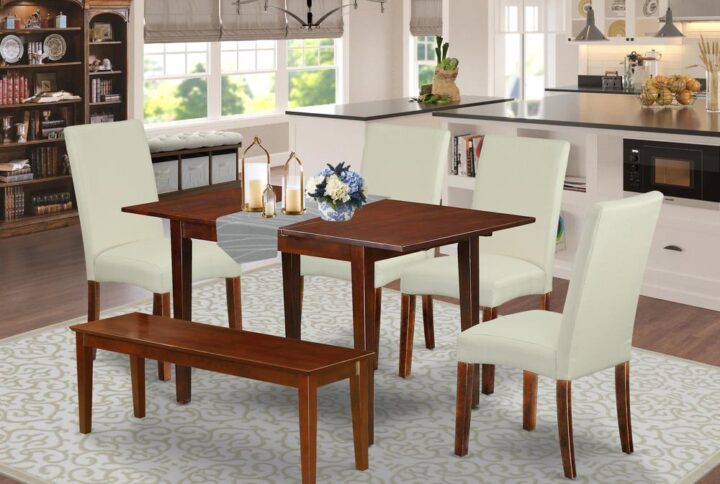 This superb PSDR6C-MAH-01 dining set features a Mahogany color that enhances a number of various attractive themes. The smooth color of this kitchen table subtly demonstrates light to brighten up the living area and showcase the dining room tables