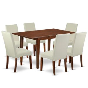 This superb PSDR7-MAH-01 dining set features a Mahogany color that enhances a number of various attractive themes. The smooth color of this kitchen table subtly demonstrates light to brighten up the living area and showcase the dining room tables