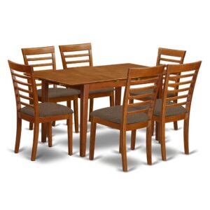 This unique dinette is suitable for any household that wishes to add in some beauty to their kitchen using the versatility needed for limited space. The rectangular small kitchen table set will come in a rich Saddle Brown wood finish