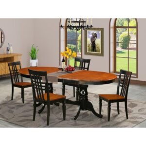 This Plainville dining table set with oval small kitchen table and chairs in Black & Cherry mixes comfortability and old-fashioned style to correspond with almost any dining-room. The strong